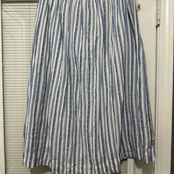 Gap Women's Blue White Stripe Spring Summer Midi Skirt Tie Waist Pockets Sz 16 - Picture 6 of 10